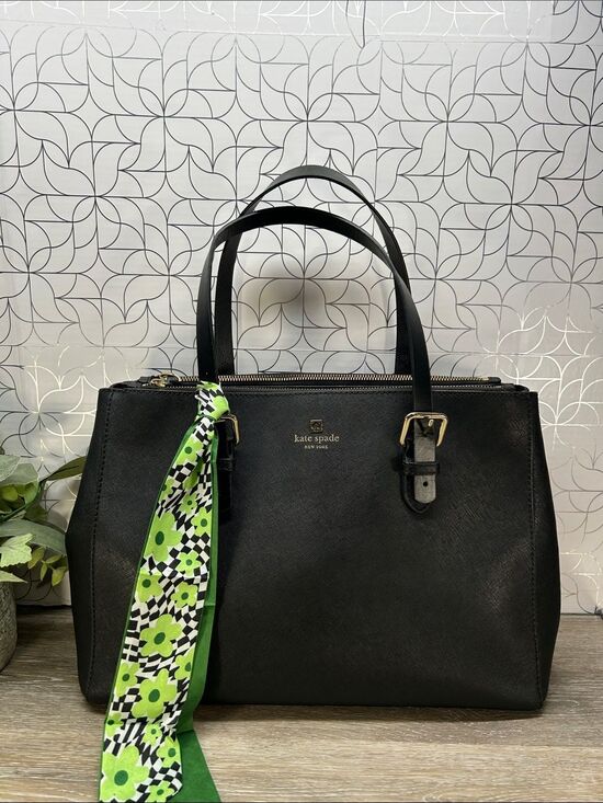 kate spade Handbags - 4648 Kate Spade Black Leather Tote Bag 265084648
